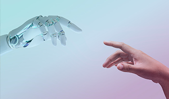 Roboter- und Menschenhand